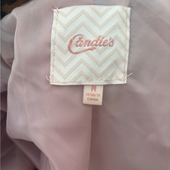 Candie's Pink and Black Teddy Jacket with Plush Texture and Oversized Fit - Picture 6 of 6